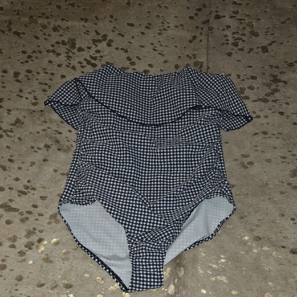 Kona Sol Black and White Gingham One Piece Swimsuit - Picture 1 of 5